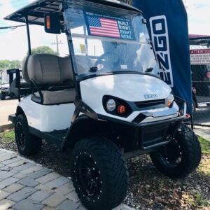 Side view of 2024 E-Z-GO Express S4 Gas Bright White in Atlanta Georgia