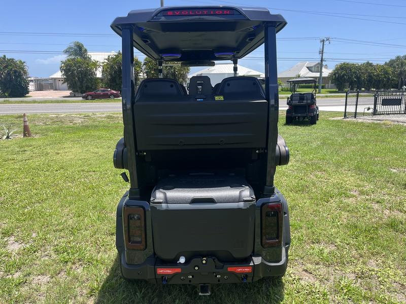 Four-passenger seating of 2025 Evolution D-Max GT4 Black golf cart available in Pennsylvania with export and nationwide delivery