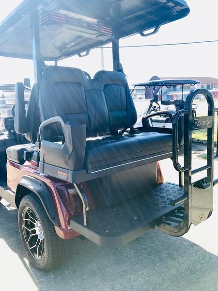 Rear design of 2025 Evolution D5-Ranger 2+2 Plus Red golf cart available in North Carolina