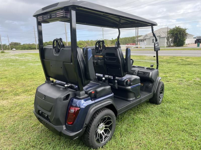 Rear design of 2025 Evolution D5-Ranger 4 Blue golf cart available in Arizona with export delivery