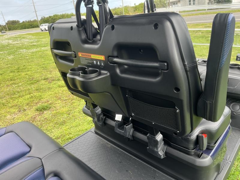 Four-passenger seating of 2025 Evolution D5-Ranger 4 Blue golf cart available in Arizona with export and nationwide delivery
