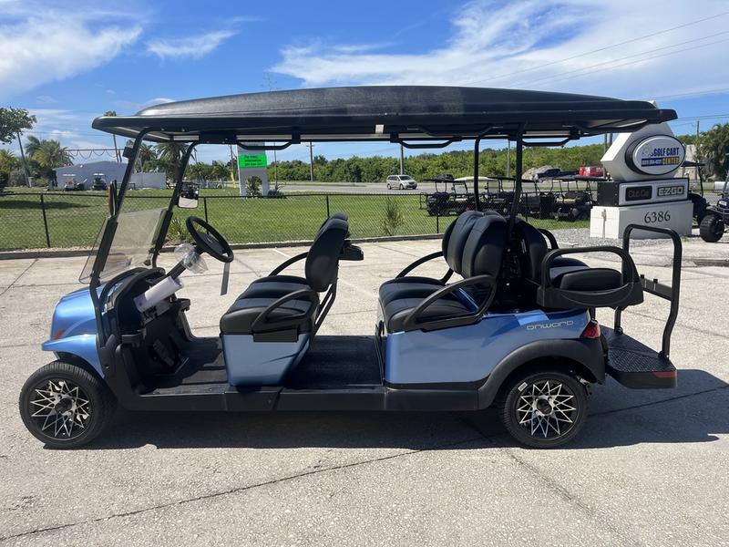 All-terrain tires and suspension on 2025 Club Car Onward 6 Passenger Gas in Charleston South Carolina