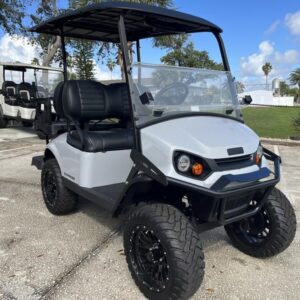 Side view of 2025 E-Z-GO Express 4 Gas Stardust in Miami Florida