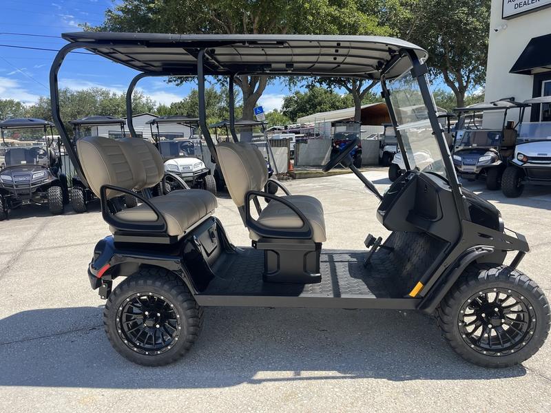 Interior seats of 2025 E-Z-GO Liberty ELiTE Lithium Black 4.2 in Buffalo New York
